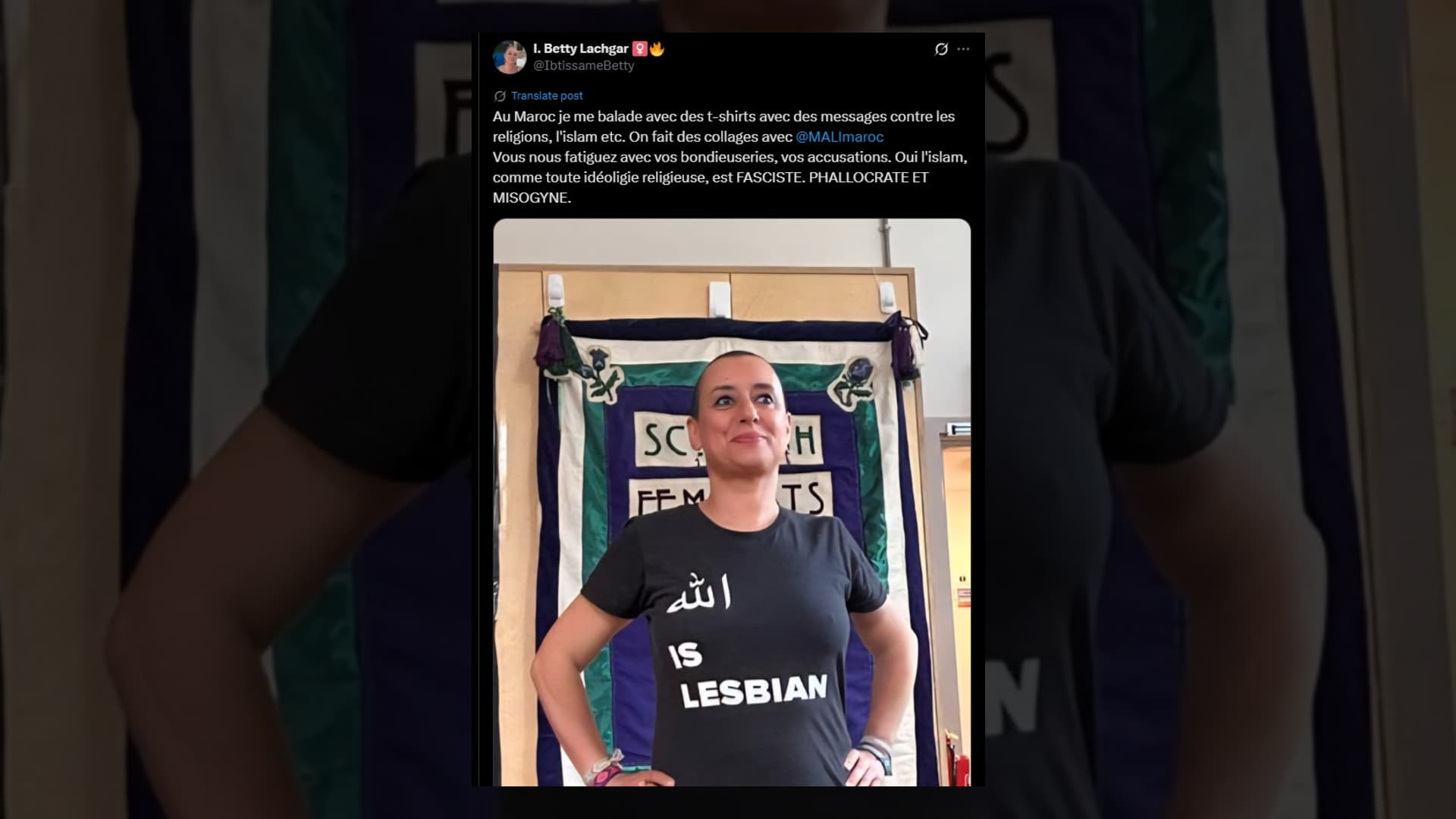 "UN VERDICT CHOQUANT": UNE MAROCAINE CONDAMNÉE À 30 MOIS DE PRISON POUR AVOIR PORTÉ UN T-SHIRT "ALLAH IS LESBIAN"