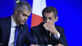 Laurent Wauquiez et Nicolas Sarkozy le 14 février 2016 à Paris. 