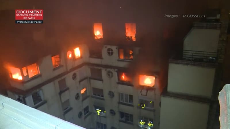L'immeuble en feu