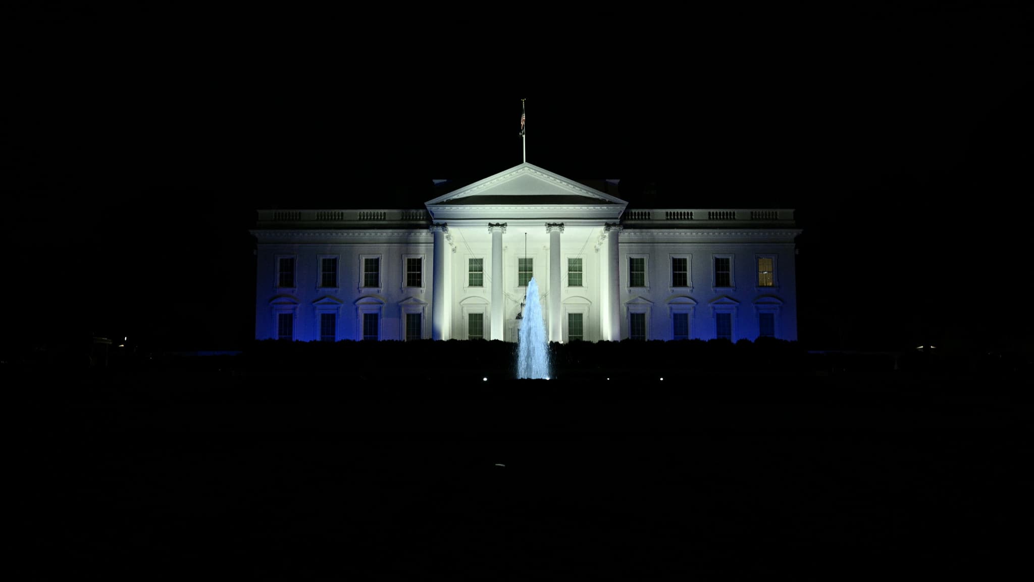 La Maison Blanche illuminée aux couleurs d'Israël, le 9 octobre 2023 La Maison Blanche illuminée aux couleurs d'Israël, le 9 octobre 2023