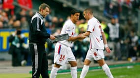 Hatem BEN ARFA et Karim BENZEMA à Lyon, le 01/03/2008