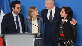 Une nouvelle équipe à Bercy. Autour du Bruno Le Maire, ministre de l’Économie et des Finances, Agnès Pannier-Runacher (à gauche), secrétaire d’État auprès du ministre de l’Économie et des Finances, remplace Delphine Geny-Stephann (à droite) et, à gauche, Mounir Mahjoubi, secrétaire d'Etat auprès du ministre de l’économie et des finances et du ministre de l’action et des comptes publics