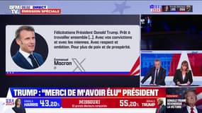 Élection américaine: Emmanuel Macron félicite Donald Trump et se dit "prêt à travailler" avec "respect et ambition"