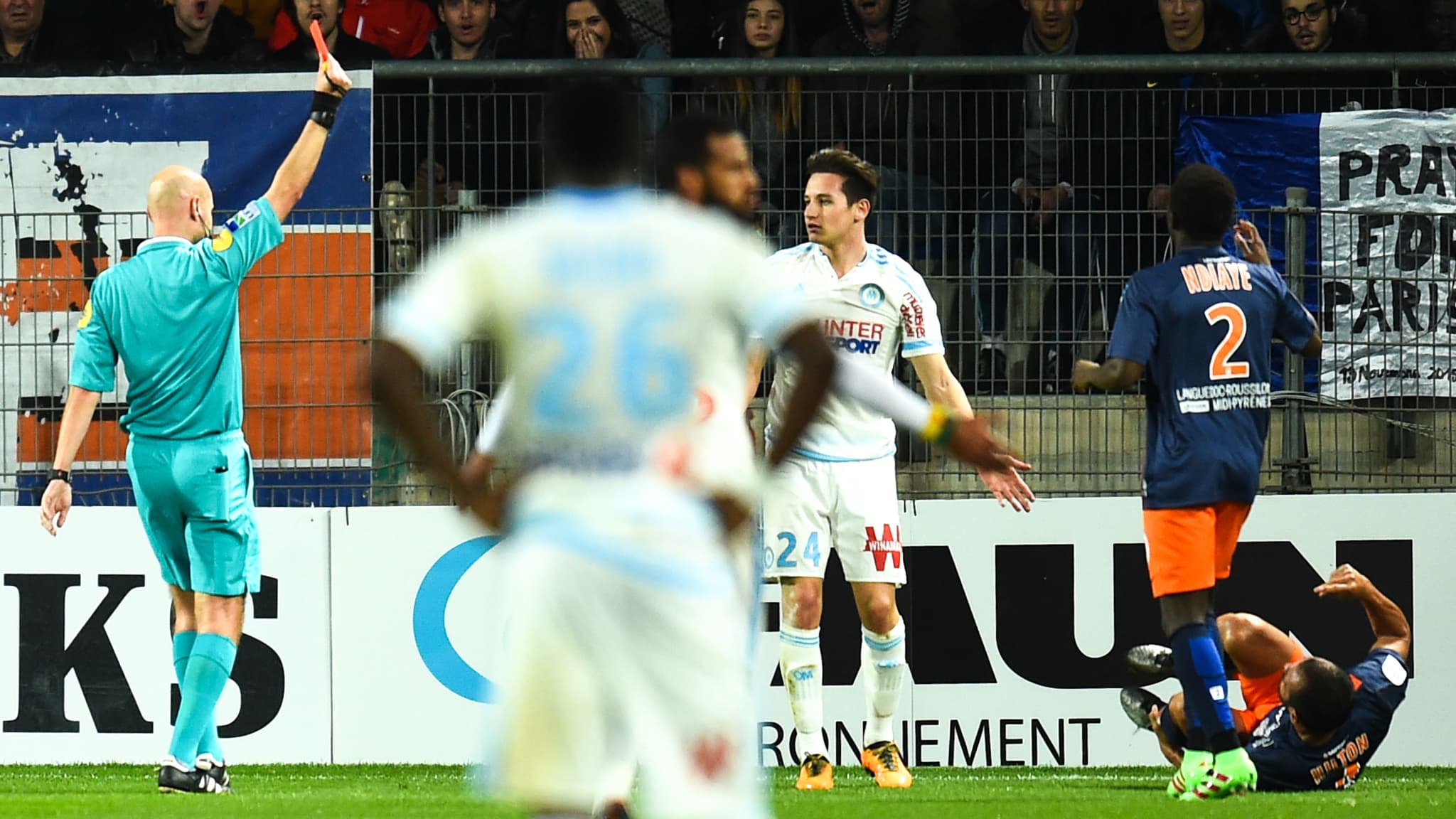 Florian Thauvin expulsé contre Montpellier le 2 février 2016 Florian Thauvin expulsé contre Montpellier le 2 février 2016