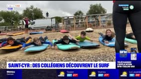 Saint-Cyr-sur-Mer: des collégiens découvrent le surf