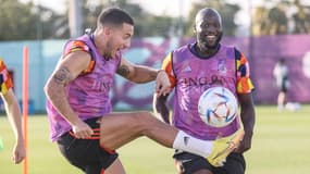 Eden Hazard et Romelu Lukaku à l'entraînement avec la Belgique lors de la Coupe du monde 2022, le 25 novembre 2022