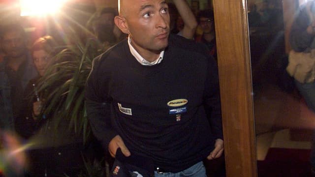 Marco Pantani lors de son exclusion du Giro en 1999