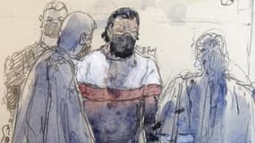 Salah Abdeslam dans le box des accusés ce lundi.