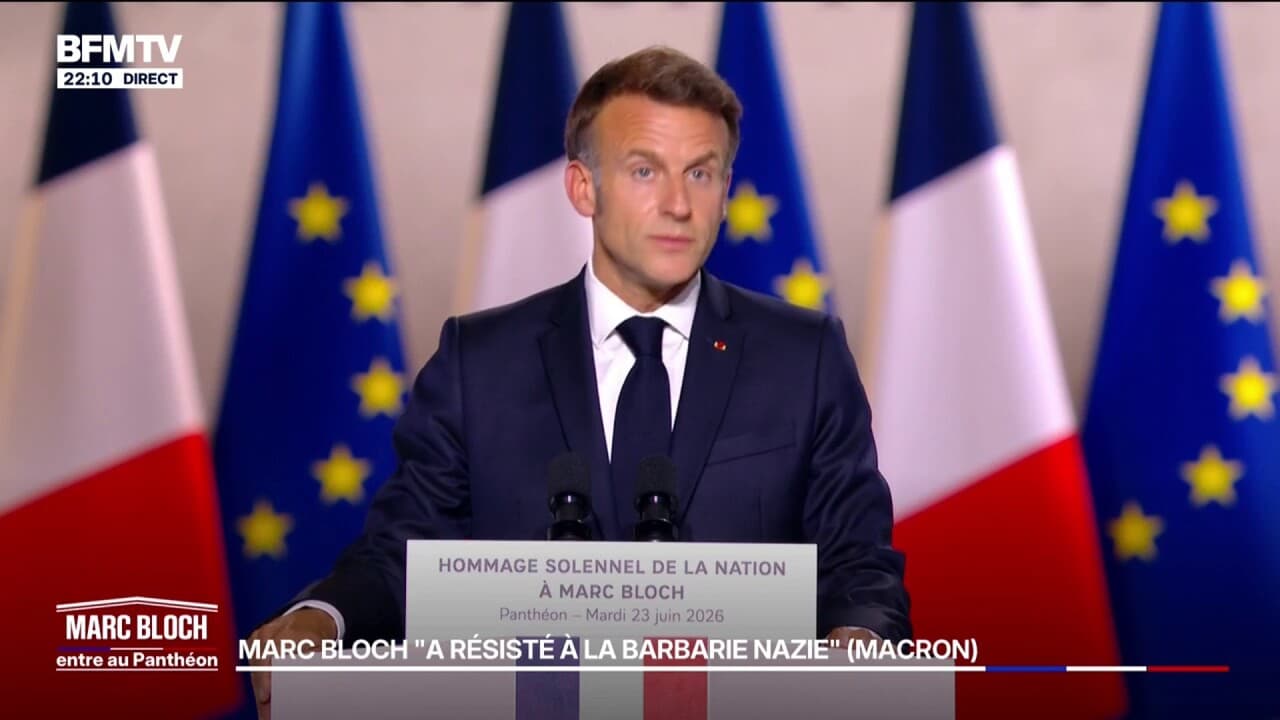 Entrée de Marc Bloch au Panthéon: "Marc Bloch a résisté à la barbarie nazie", rappelle Emmanuel Macron