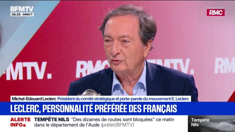 "C'est flatteur": Michel-Edouard Leclerc, président du comité stratégique et porte-parole du mouvement E. Leclerc, réagit à sa première place dans le classement des personnalités préférées des Français