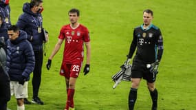 Thomas Muller et Manuel Neuer après Bayern-PSG