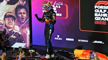La joie de Max Verstappen après sa victoire au GP de Barheïn le 2 mars 2024