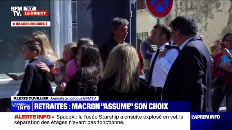 Emmanuel Macron déambule dans les rues de Pérols, dans l'Hérault