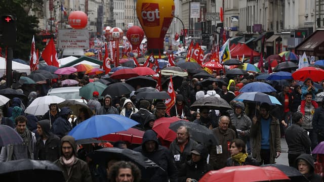 La pluie avait déjà accompagné le cortège des syndicats, l'an dernier lors des manifestations du 1er mai.