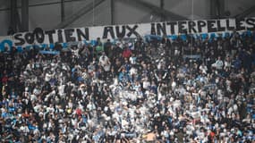 Une banderole de soutien des supporters marseillais au Vélodrome lors d'OM-Lille, le 4 novembre 2023.