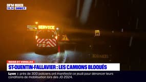 Neige-verglas: des camions bloqués à Saint-Quentin-Fallavier
