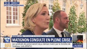 Consultation à Matignon: Marine Le Pen affirme qu'"il faut immédiatement annoncer la suppression des taxes sur l'essence et le gasoil"