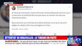 Attentat à Bruxelles: Emmanuel Macron dénonce un "lâche attentat" et exprime sa solidarité "à nos amis belges et suédois"