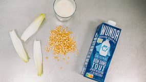 Wunda est un lait végétal obtenu en séchant et en broyant des pois en farine fine