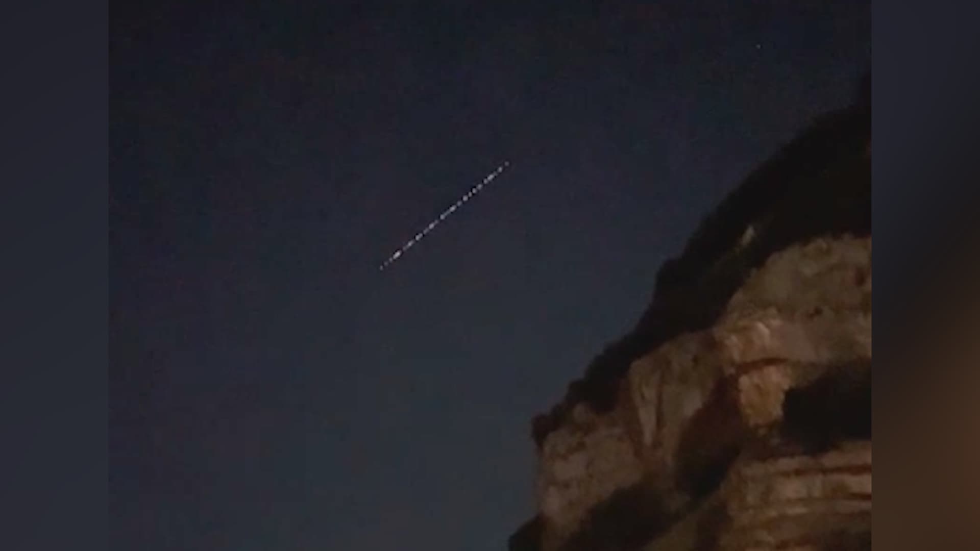 A strange streak of light was seen in the sky on Sunday evening