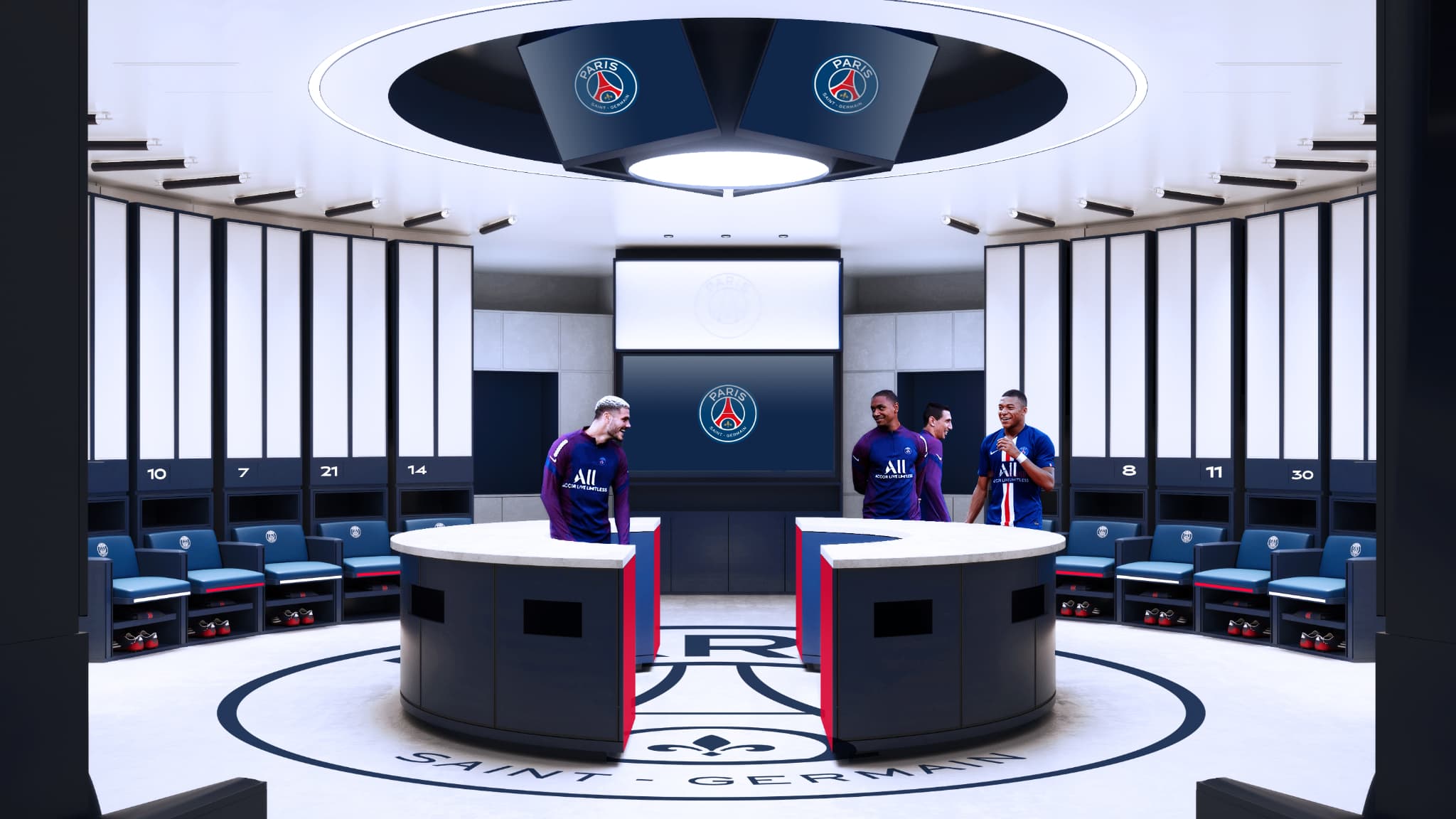 Le vestiaire du futur centre d'entraînement du PSG Le vestiaire du futur centre d'entraînement du PSG
