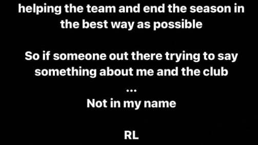 Le message de Lukaku sur Instagram.
