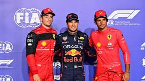 Sergio Pérez, entouré par les deux pilotes Ferrari, partira en pole dimanche