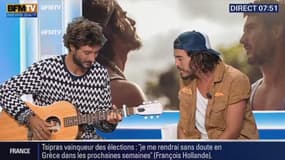 Le groupe Fréro Delavega sur le plateau de BFMTV.