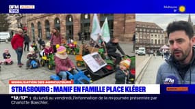 Strasbourg: des enfants d'agriculteurs manifestent avec leurs parents place Kléber