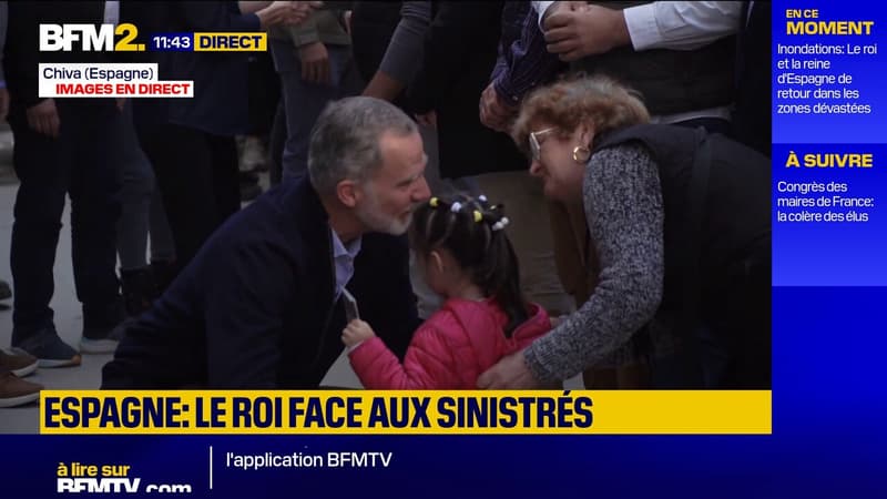 Espagne: le Roi Felipe accueilli chaleureusement par les sinistrés des inondations historiques