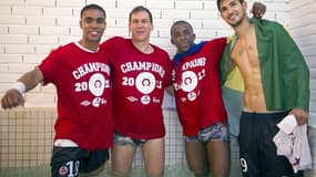 Rudi Garcia entouré de Béria, Mavuba et De Melo en 2011