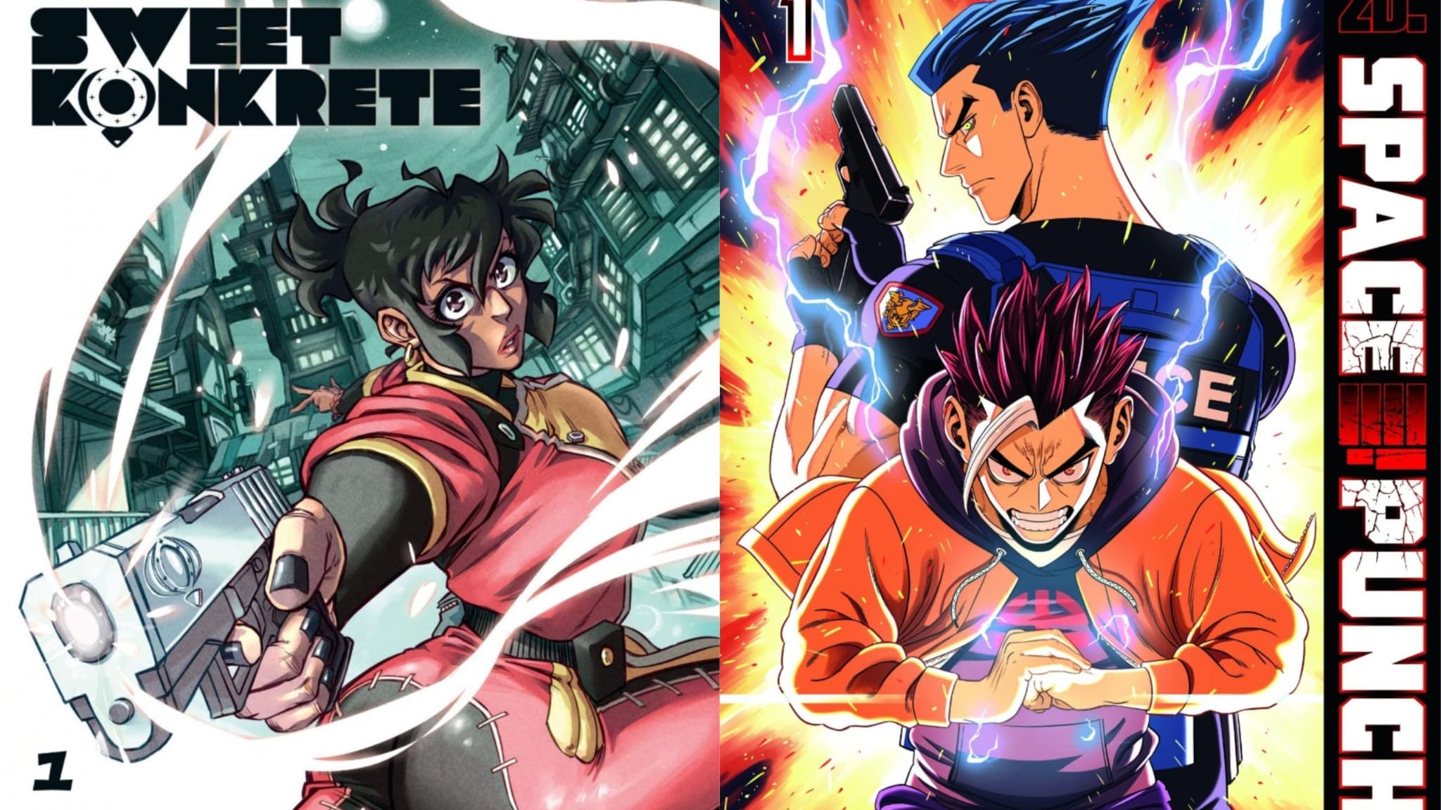 Les couvertures de "Sweet Konkrete" et de "Space Punch"
