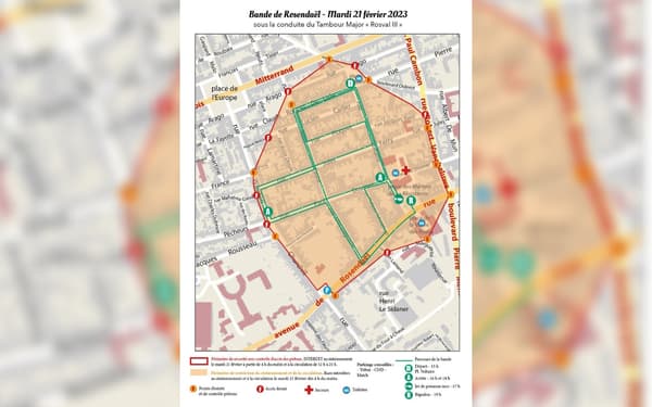 Le parcours de la Bande de Rosendaël le mardi 21 février