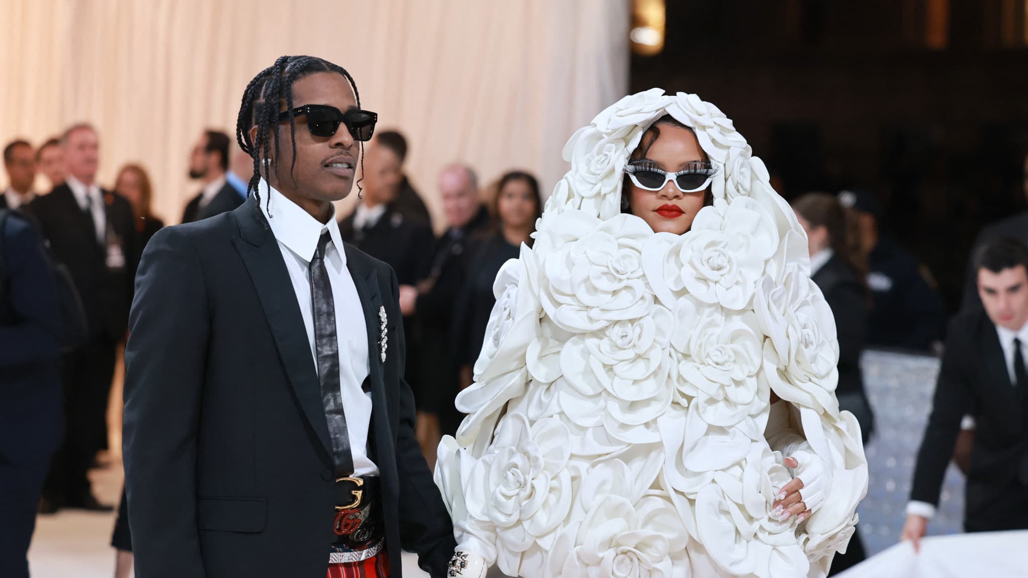 Asap Rocky et Rihanna lors du Met Gala 2023 Asap Rocky et Rihanna lors du Met Gala 2023