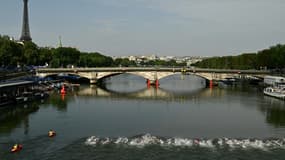 Epreuve de natation du triathlon masculin des JO-2024 le 31 juillet 2024 dans la Seine à Paris