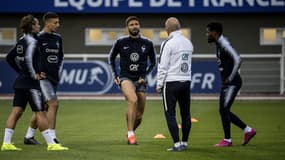 Olivier Giroud à l'entraînement des Bleus