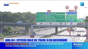Île-de-France: la vitesse sur deux tronçons de l'A4 et de l'A86 réduite à 70km/h en Novembre