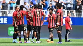 Les Niçois lors du match contre Auxerre, le 18 août 2024.