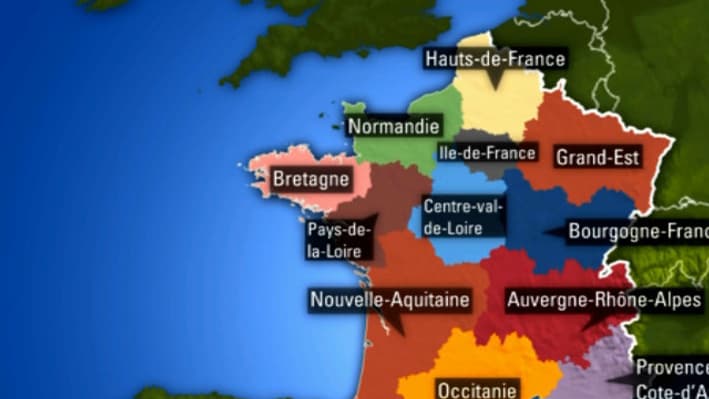 La carte des nouvelles régions de France.