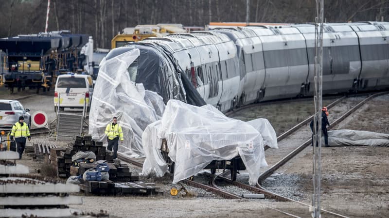 Le train a été transporté à Nyborg sur l'île de Fionie, le 3 janvier 2019