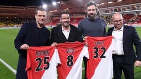 Jérôme Rothen, Ludovic Giuly et Gaël Givet honorés avant un match de l'AS Monaco, décembre 2023