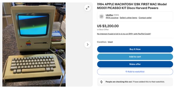 Une annonce pour un Macintosh de 1984 sur eBay
