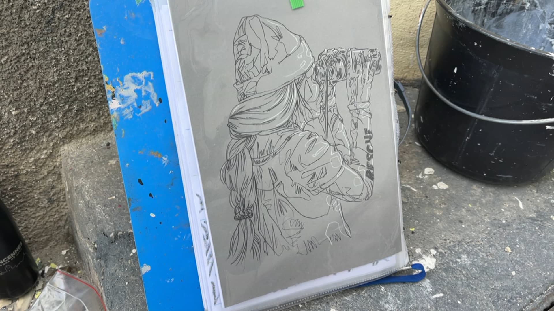 Le dessin ayant inspiré la fresque réalisée à Marseille le 31 octobre 2024. Le dessin ayant inspiré la fresque réalisée à Marseille le 31 octobre 2024.