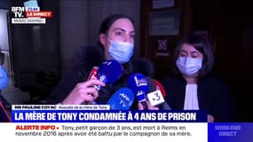 Procès Tony: la mère du petit garçon "a beaucoup pleuré" à l'énoncé du verdict, selon son avocate