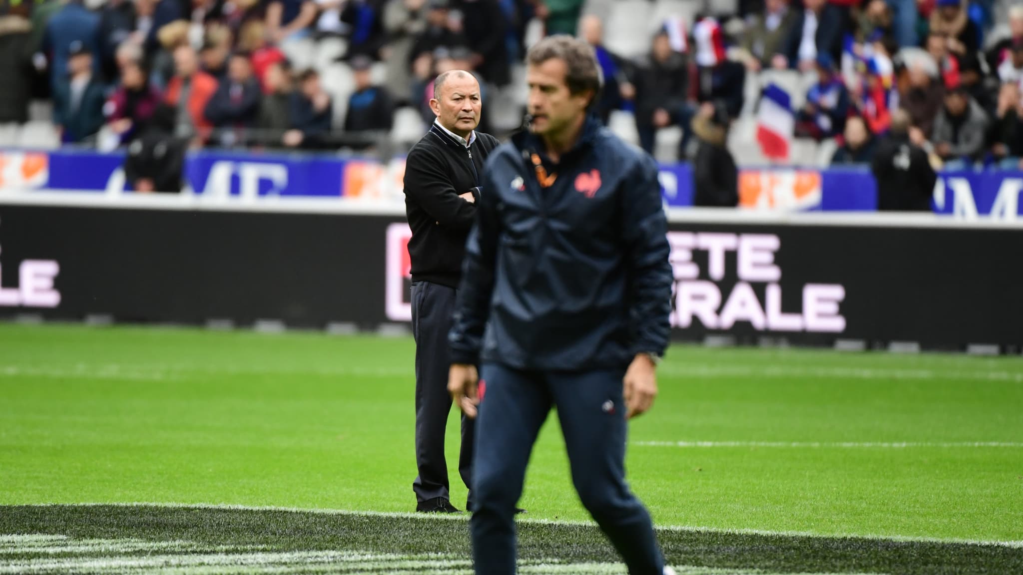 Fabien Galthié et Eddie Jones lors du Tournoi des VI Nations 2020 Fabien Galthié et Eddie Jones lors du Tournoi des VI Nations 2020
