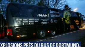 Le bus du Borussia Dortmund endommagé par des explosions. 