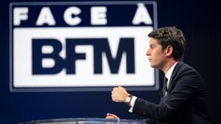 Le Premier ministre Gabriel Attal invité de "Face à BFM", le 18 avril 2024.