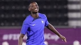 Randal Kolo Muani à l'entraînement avec l'équipe de France, le 25 novembre 2022