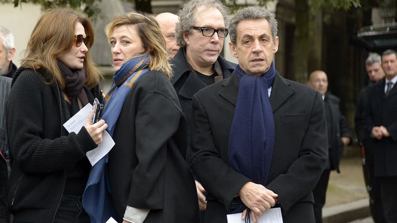Les soeurs Valeria et Carla Bruni, avec Nicolas Sarkozy à l'enterrement du metteur en scène Luc Bondy.