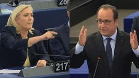 Vive passe d'armes entre Le Pen et Hollande à Strasbourg
